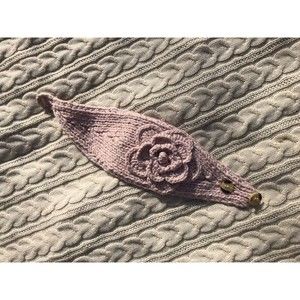 Pink Floral Knitted Headband 2 Buttons